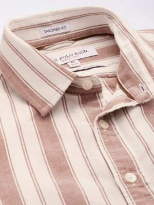 U.S. Polo Assn. Tailored Fit Striped Pure Cotton Casual Shirt